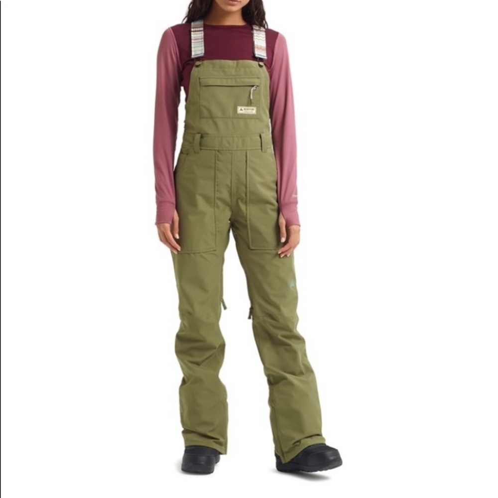 Burton Avalon snowboard bib, green, women’s size medium